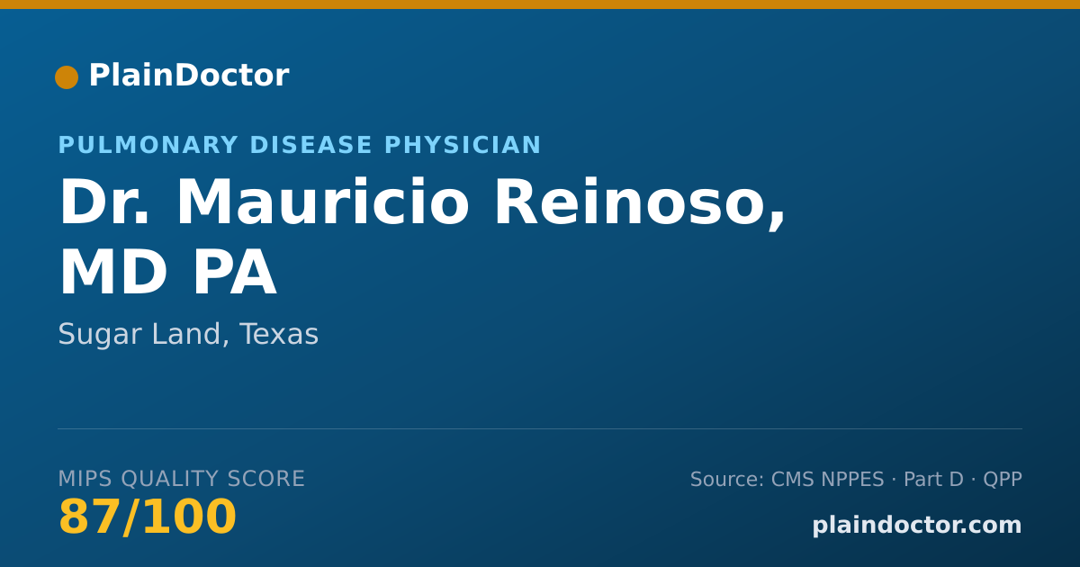 Shareable card for Mauricio Reinoso, MD PA - Pulmonary Disease Physician, Sugar Land, TX