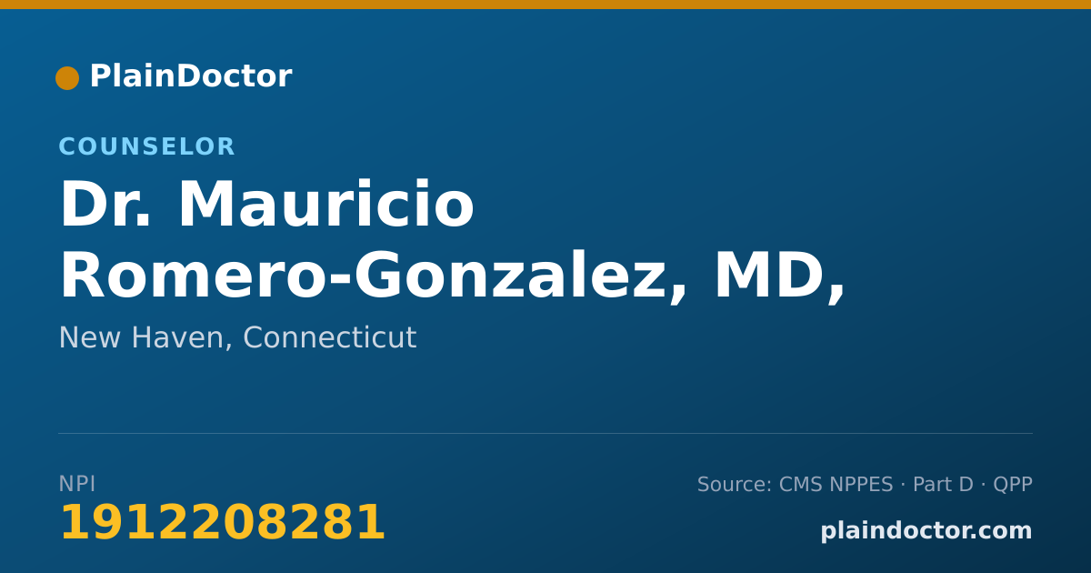 Shareable card for Mauricio Romero-Gonzalez, MD, MPH - Counselor, New Haven, CT