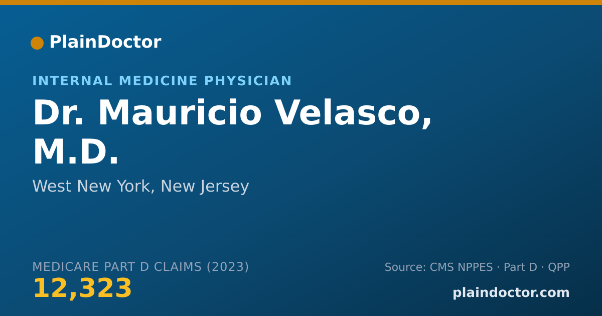 Shareable card for Mauricio Velasco, M.D. - Internal Medicine Physician, West New York, NJ