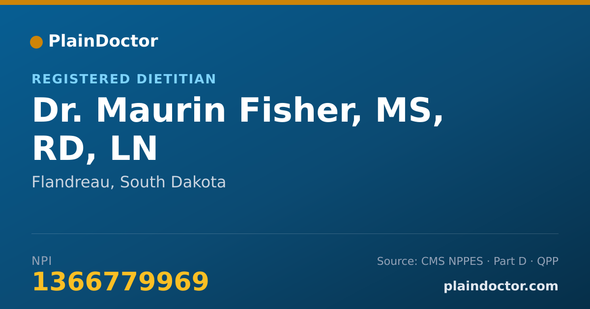 Shareable card for Maurin Fisher, MS, RD, LN - Registered Dietitian, Flandreau, SD