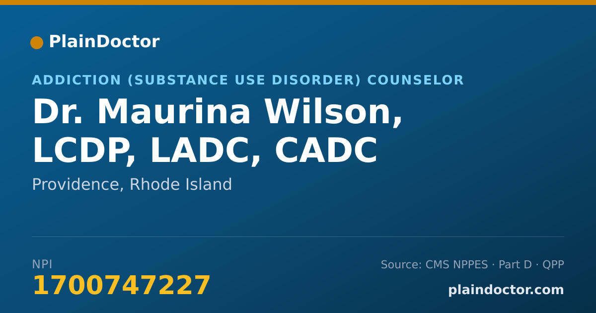 Shareable card for Maurina Wilson, LCDP, LADC, CADC - Addiction (Substance Use Disorder) Counselor, Providence, RI