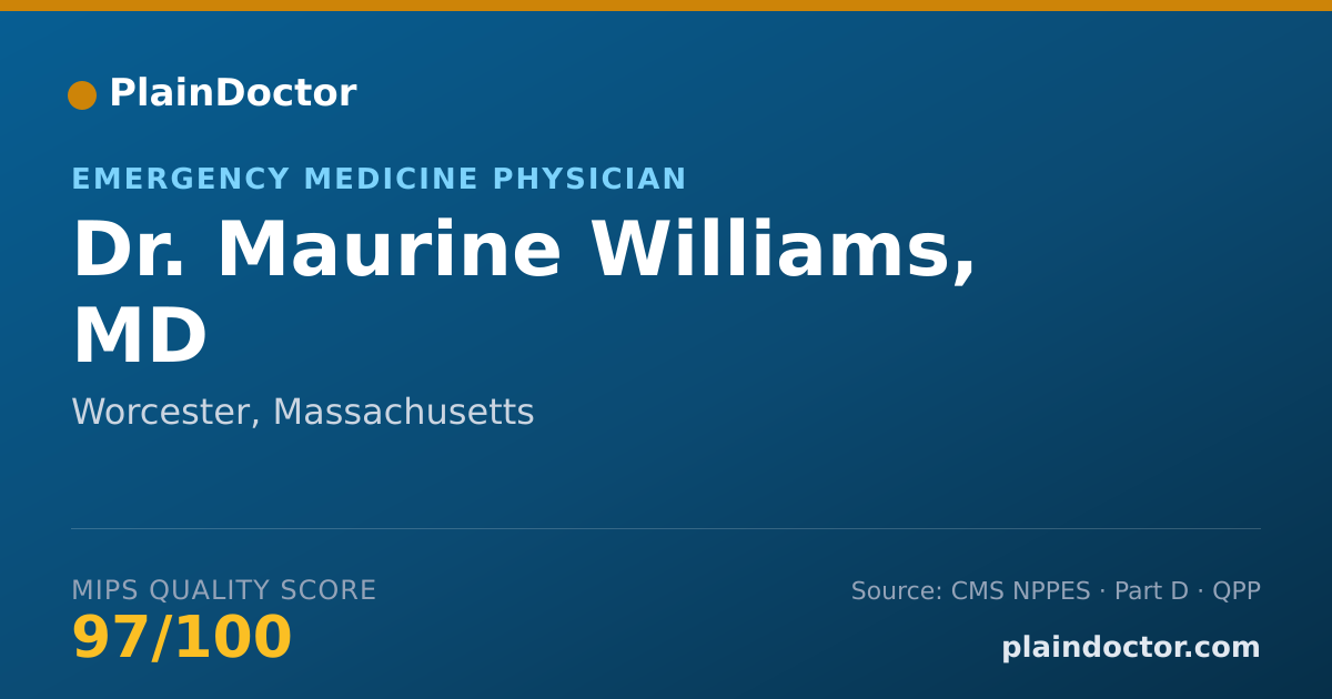 Shareable card for Maurine Williams, MD - Emergency Medicine Physician, Worcester, MA