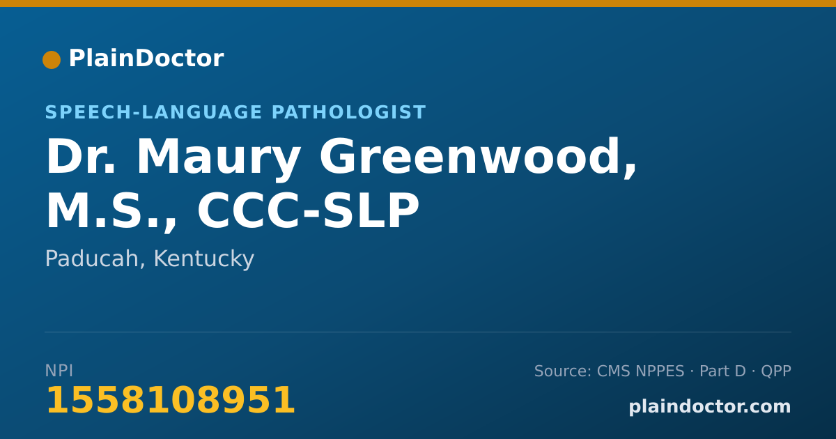 Shareable card for Maury Greenwood, M.S., CCC-SLP - Speech-Language Pathologist, Paducah, KY