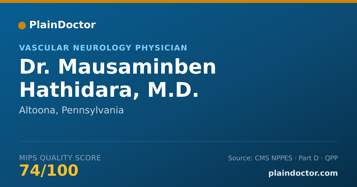 Shareable card for Mausaminben Hathidara, M.D. - Vascular Neurology Physician, Altoona, PA