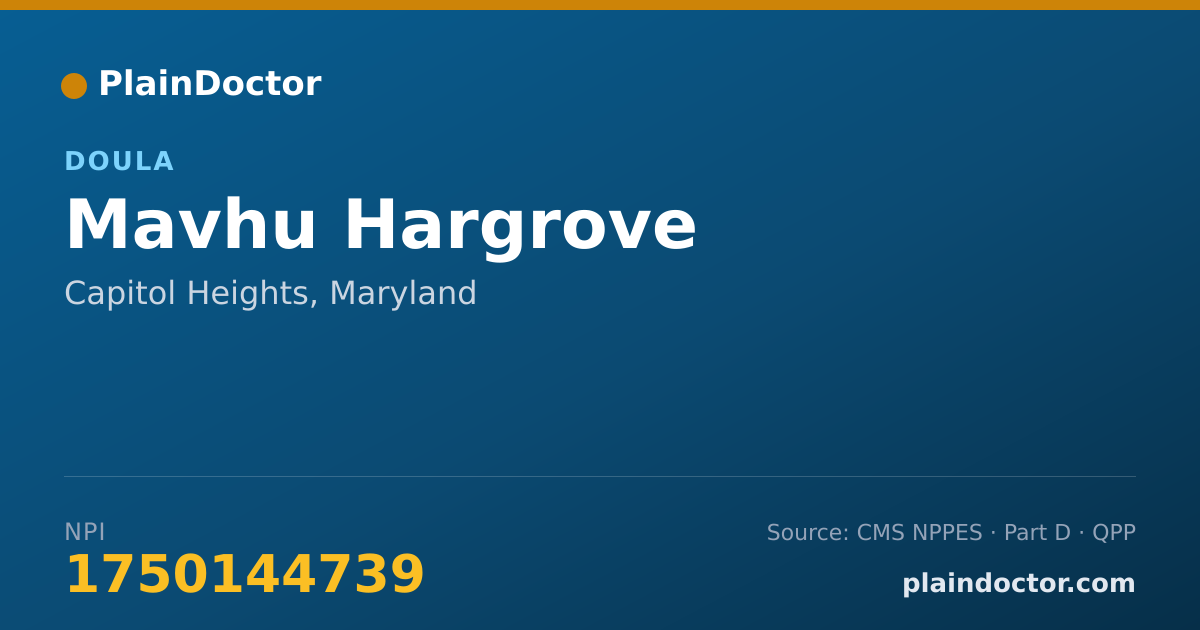 Shareable card for Mavhu Hargrove - Doula, Capitol Heights, MD