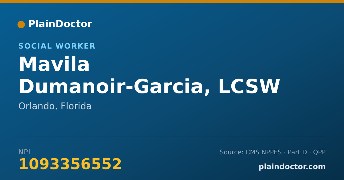 Shareable card for Mavila Dumanoir-Garcia, LCSW - Social Worker, Orlando, FL