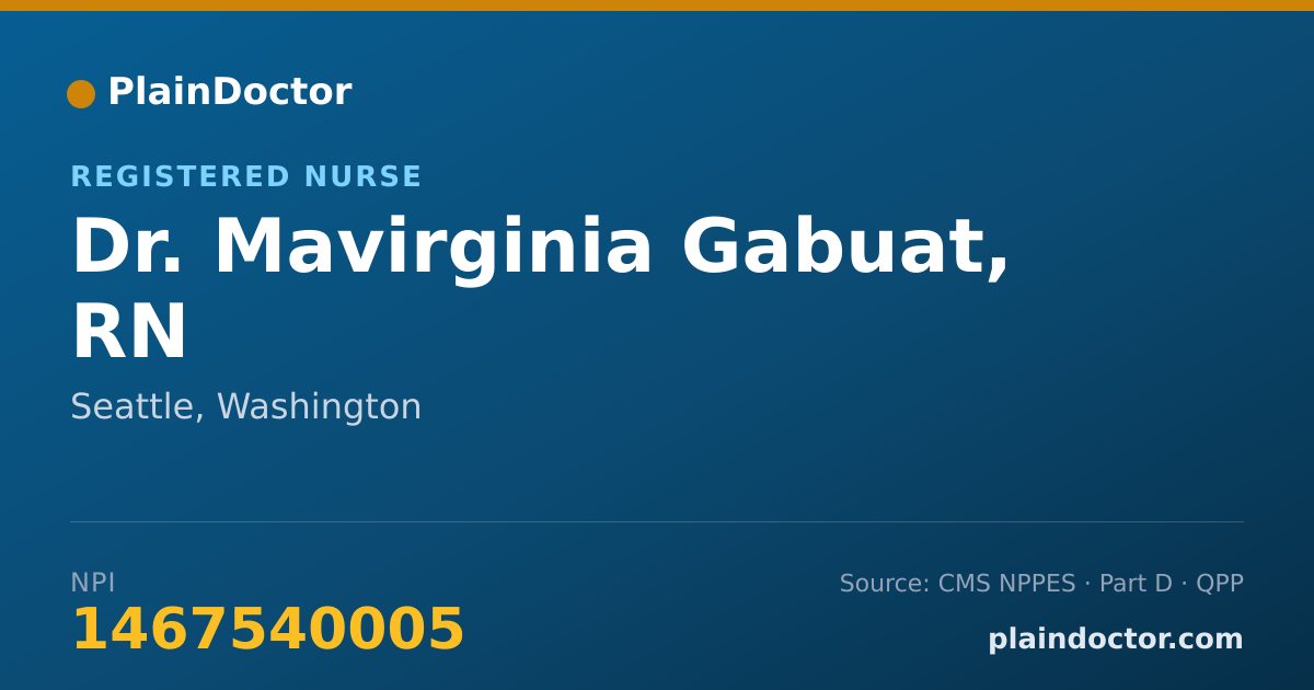 Shareable card for Mavirginia Gabuat, RN - Registered Nurse, Seattle, WA