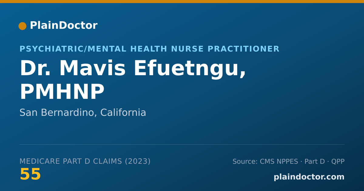 Shareable card for Mavis Efuetngu, PMHNP - Psychiatric/Mental Health Nurse Practitioner, San Bernardino, CA