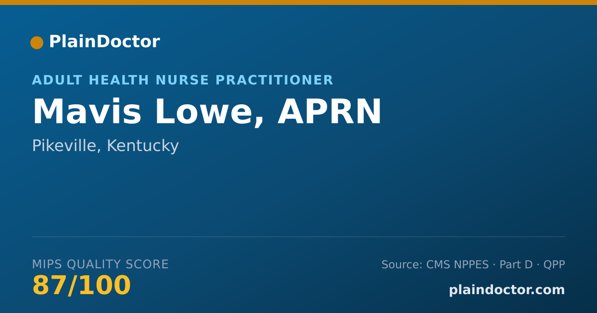 Shareable card for Mavis Lowe, APRN - Adult Health Nurse Practitioner, Pikeville, KY