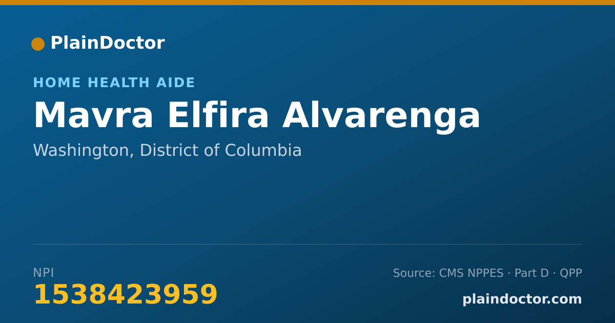 Shareable card for Mavra Elfira Alvarenga - Home Health Aide, Washington, DC