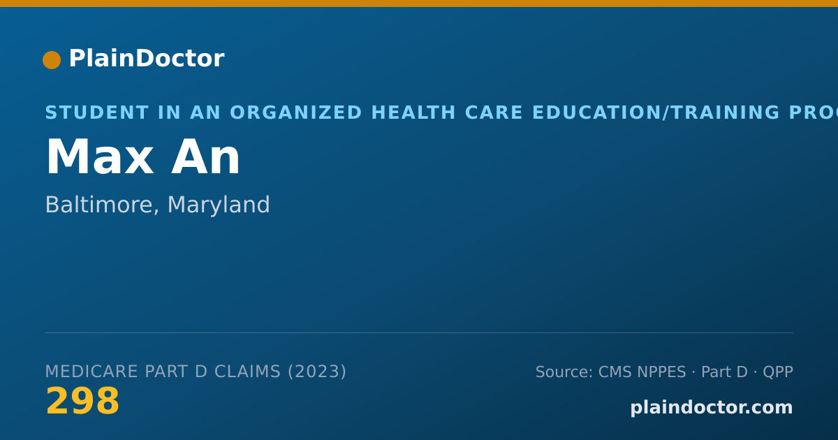 Shareable card for Max An - Student in an Organized Health Care Education/Training Program, Baltimore, MD