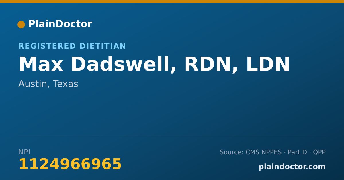 Shareable card for Max Dadswell, RDN, LDN - Registered Dietitian, Austin, TX