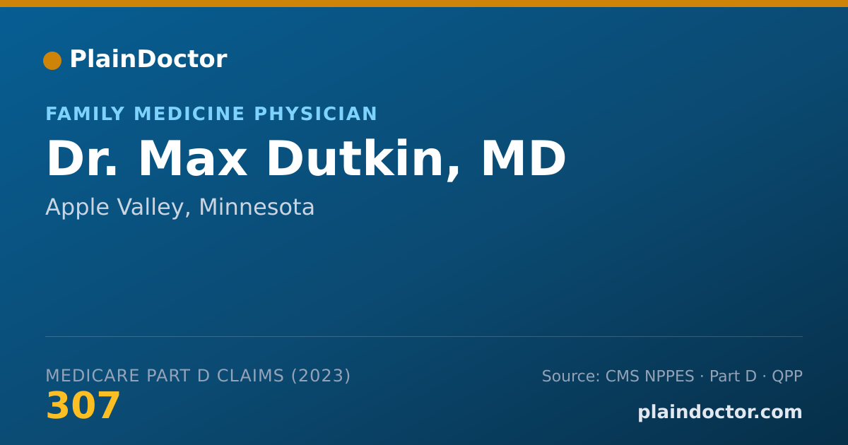 Shareable card for Max Dutkin, MD - Family Medicine Physician, Apple Valley, MN