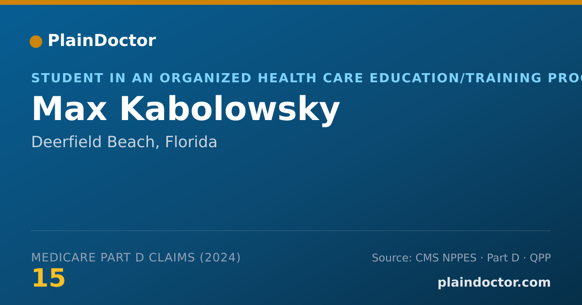 Shareable card for Max Kabolowsky - Student in an Organized Health Care Education/Training Program, Deerfield Beach, FL