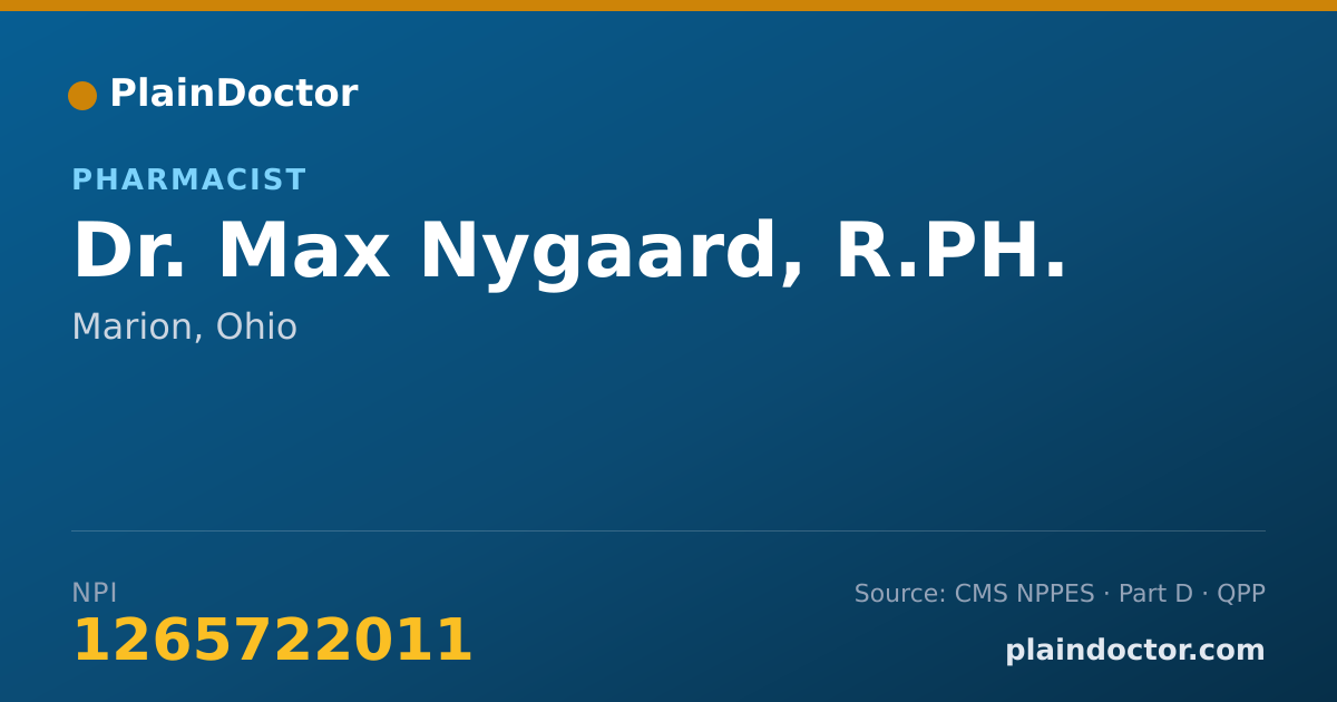 Shareable card for Max Nygaard, R.PH. - Pharmacist, Marion, OH