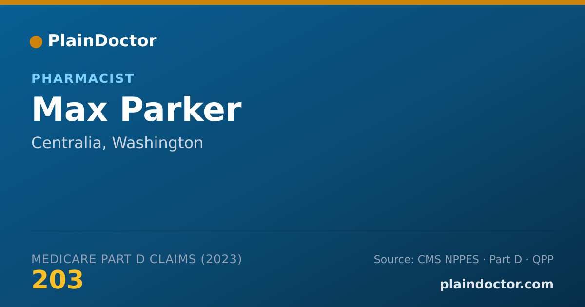 Shareable card for Max Parker - Pharmacist, Centralia, WA