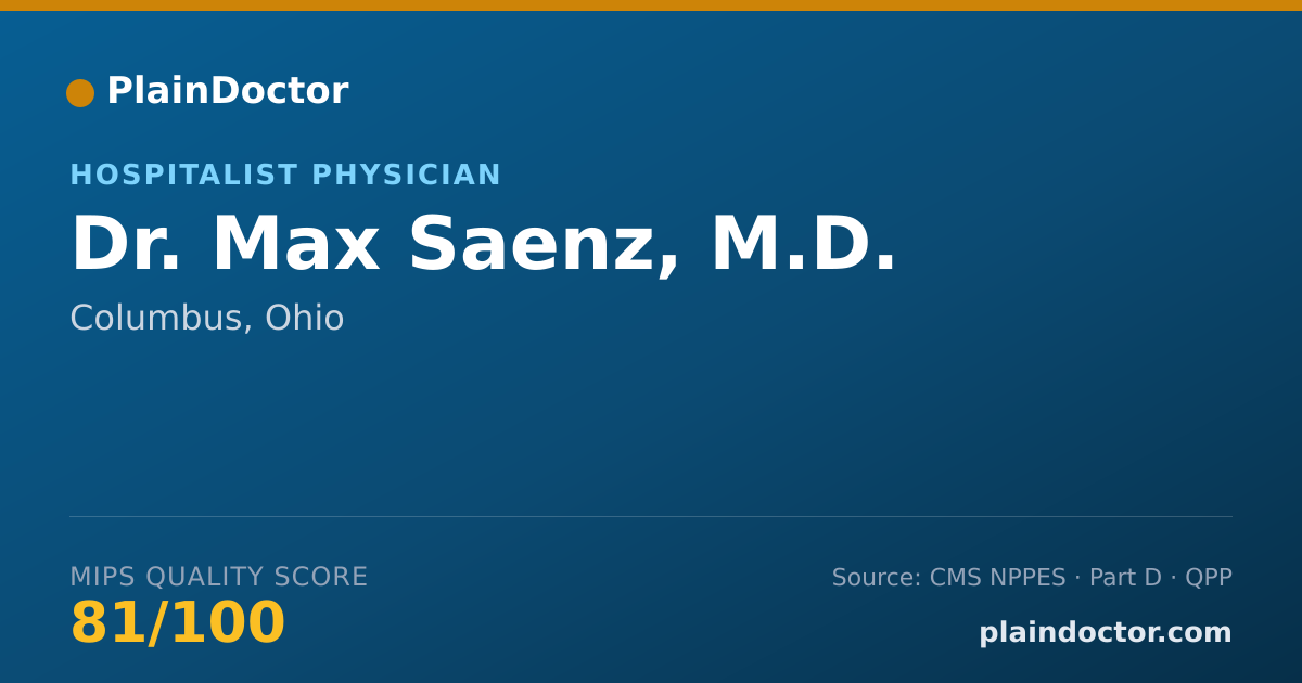 Shareable card for Max Saenz, M.D. - Hospitalist Physician, Columbus, OH