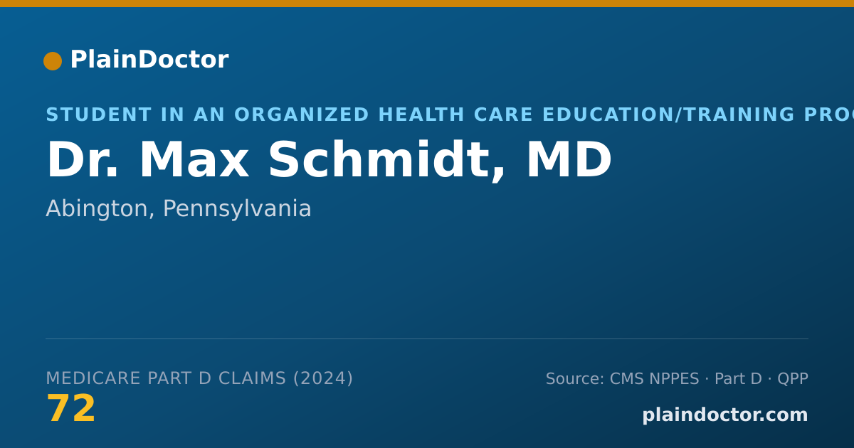 Shareable card for Max Schmidt, MD - Student in an Organized Health Care Education/Training Program, Abington, PA