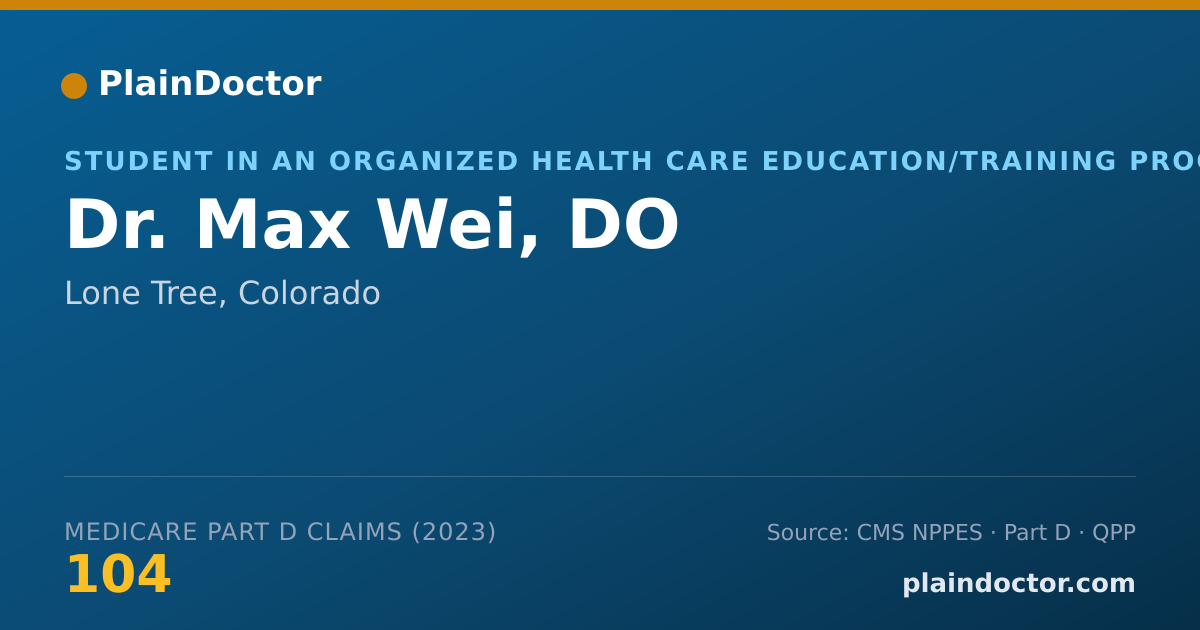 Shareable card for Max Wei, DO - Student in an Organized Health Care Education/Training Program, Lone Tree, CO