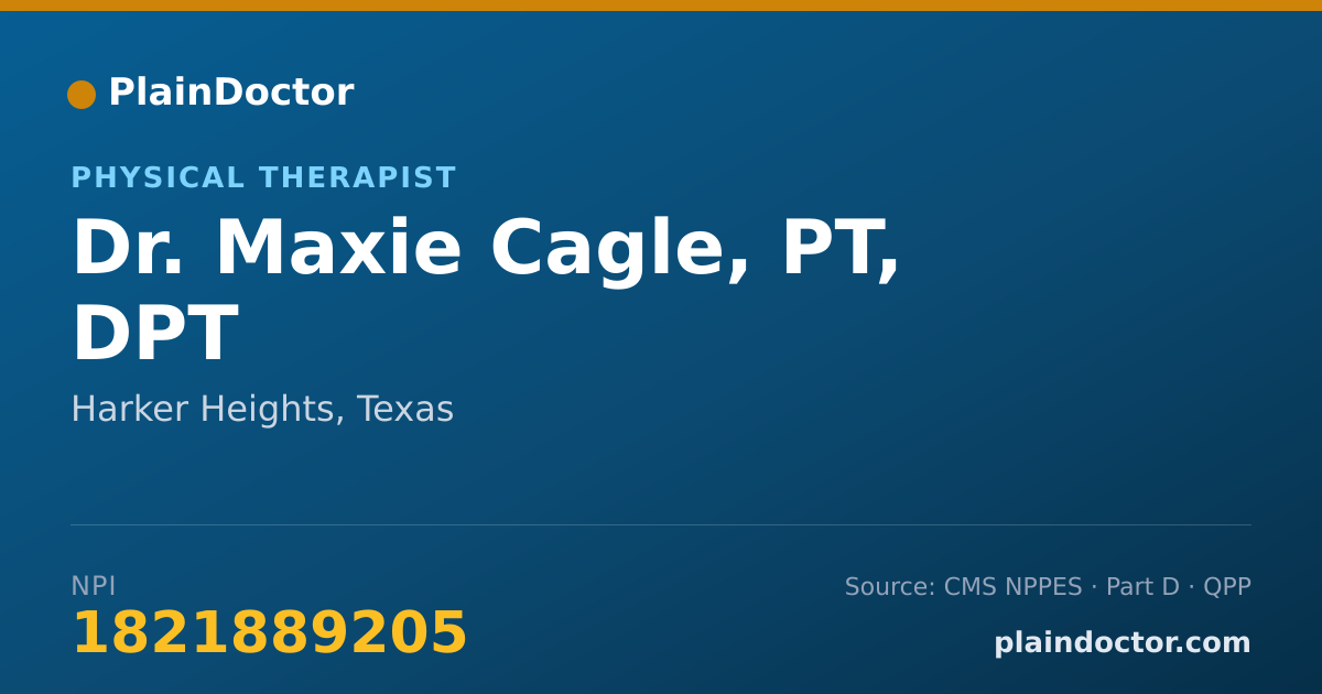 Shareable card for Maxie Cagle, PT, DPT - Physical Therapist, Harker Heights, TX