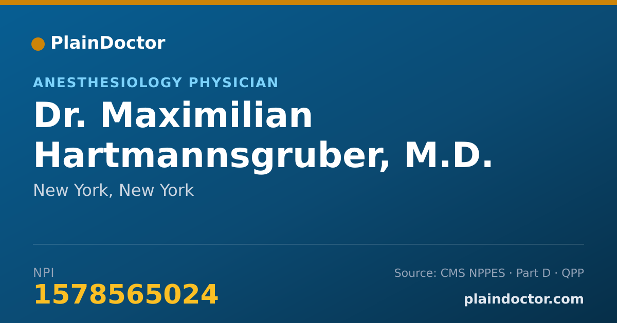 Shareable card for Maximilian Hartmannsgruber, M.D. - Anesthesiology Physician, New York, NY