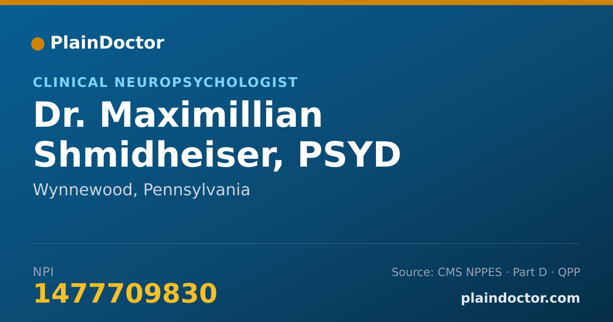 Shareable card for Maximillian Shmidheiser, PSYD - Clinical Neuropsychologist, Wynnewood, PA