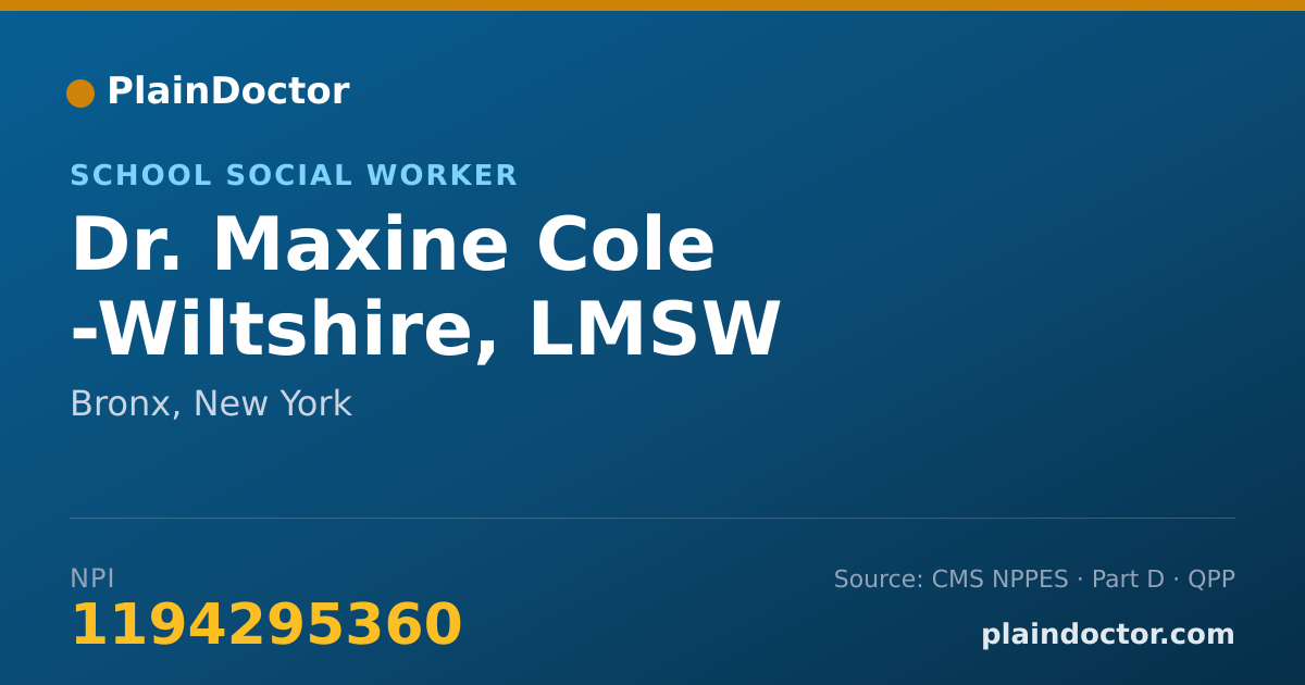 Shareable card for Maxine Cole -Wiltshire, LMSW - School Social Worker, Bronx, NY