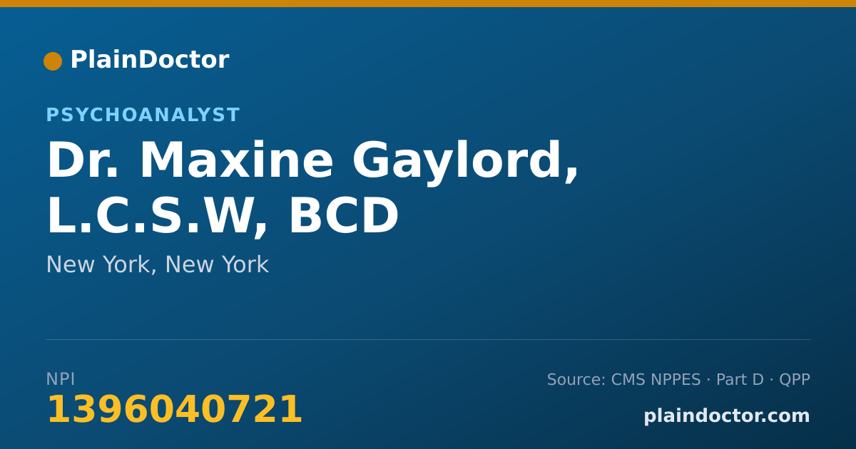 Shareable card for Maxine Gaylord, L.C.S.W, BCD - Psychoanalyst, New York, NY