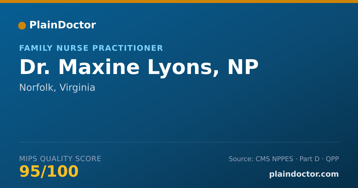 Shareable card for Maxine Lyons, NP - Family Nurse Practitioner, Norfolk, VA