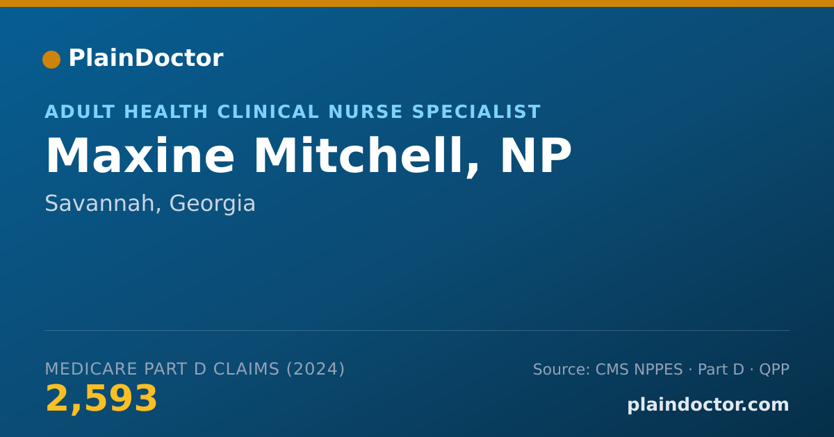Shareable card for Maxine Mitchell, NP - Adult Health Clinical Nurse Specialist, Savannah, GA