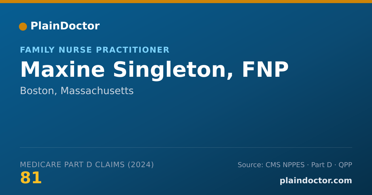 Shareable card for Maxine Singleton, FNP - Family Nurse Practitioner, Boston, MA