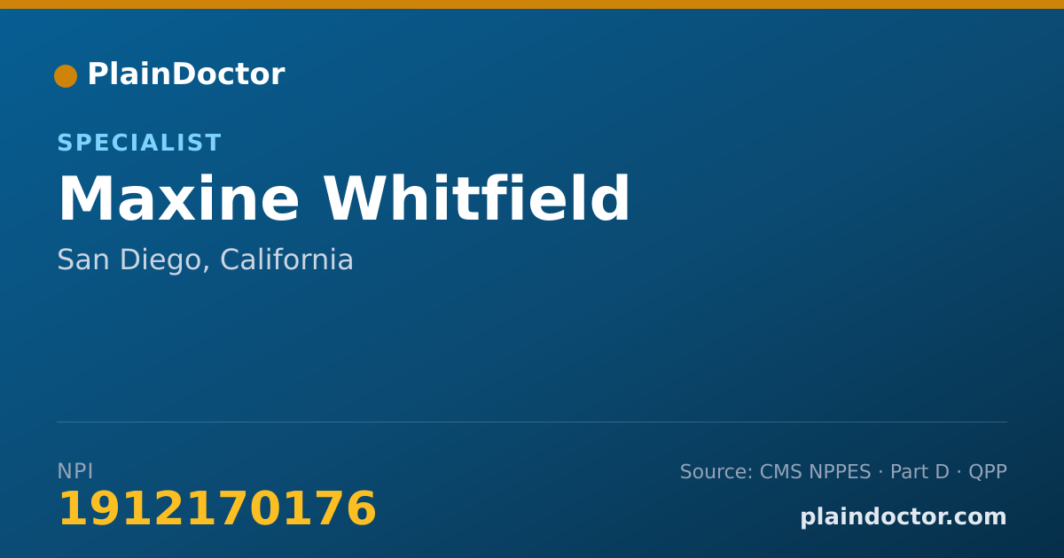Shareable card for Maxine Whitfield - Specialist, San Diego, CA