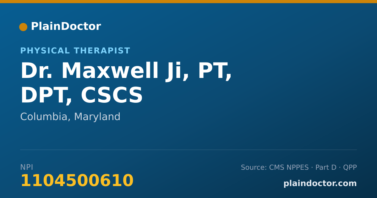 Shareable card for Maxwell Ji, PT, DPT, CSCS - Physical Therapist, Columbia, MD