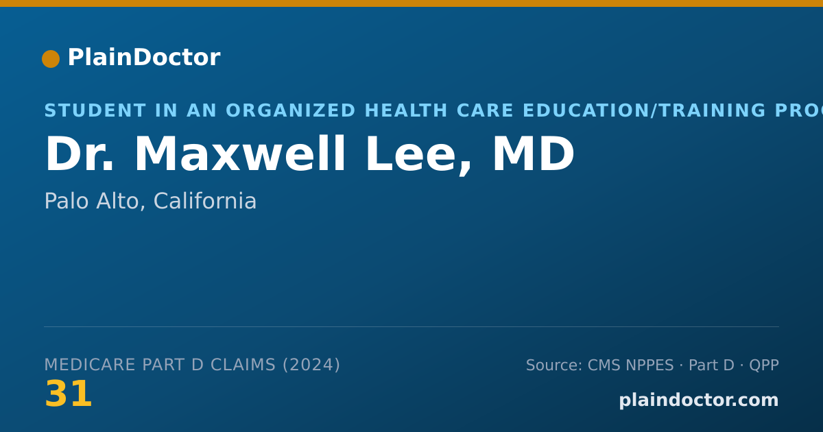 Shareable card for Maxwell Lee, MD - Student in an Organized Health Care Education/Training Program, Palo Alto, CA
