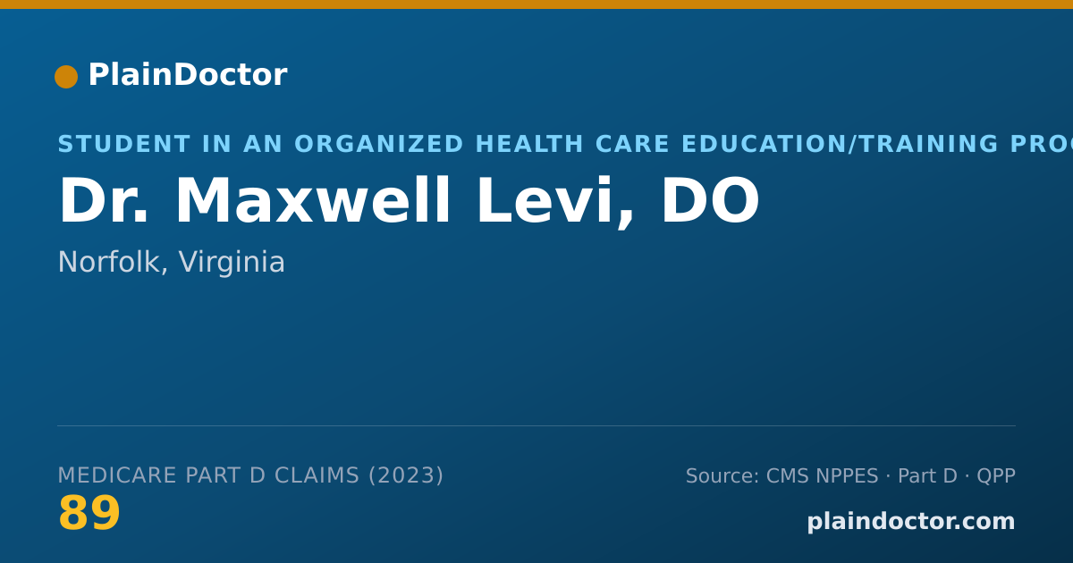 Shareable card for Maxwell Levi, DO - Student in an Organized Health Care Education/Training Program, Norfolk, VA