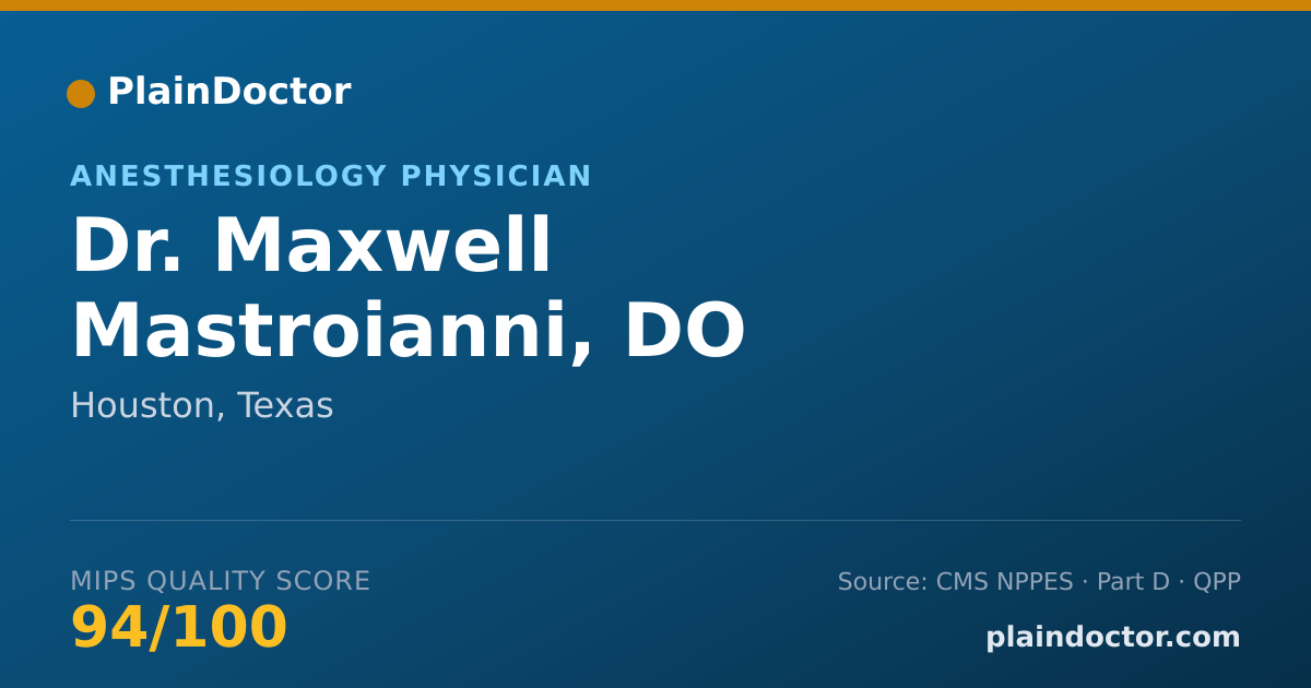 Shareable card for Maxwell Mastroianni, DO - Anesthesiology Physician, Houston, TX