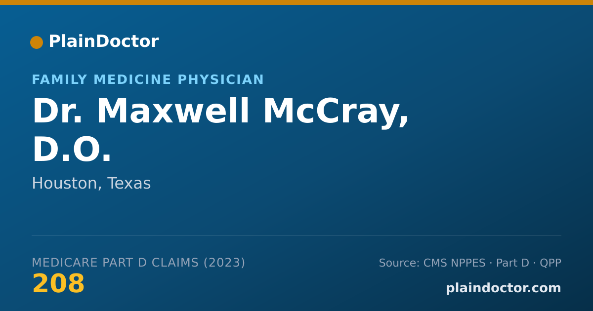 Shareable card for Maxwell McCray, D.O. - Family Medicine Physician, Houston, TX