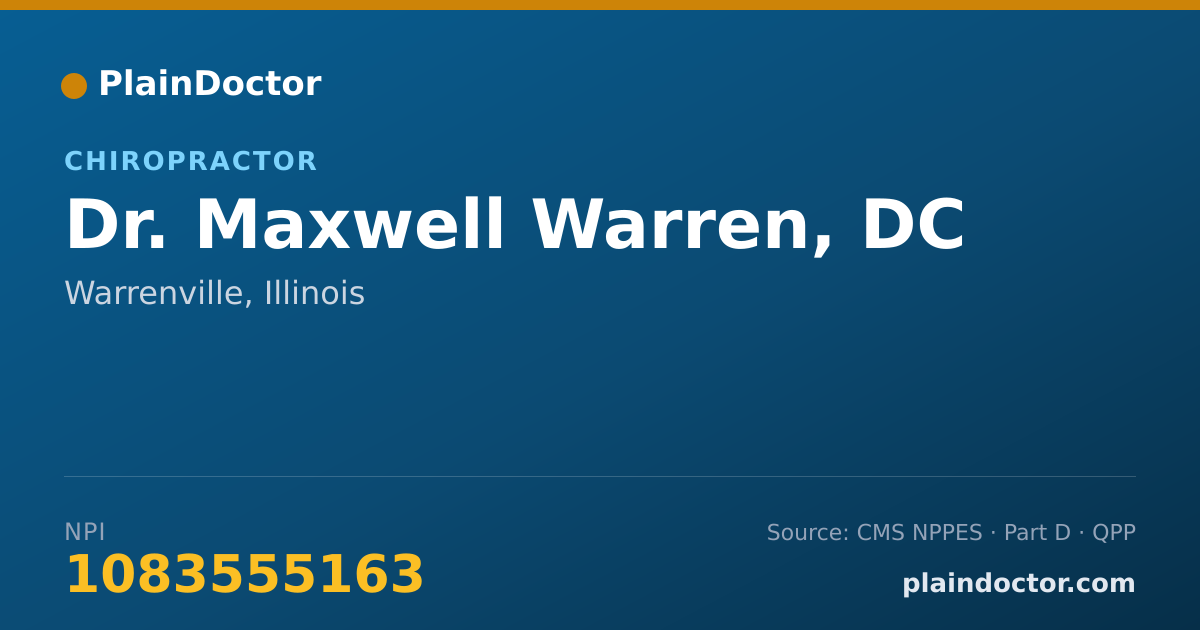 Shareable card for Maxwell Warren, DC - Chiropractor, Warrenville, IL