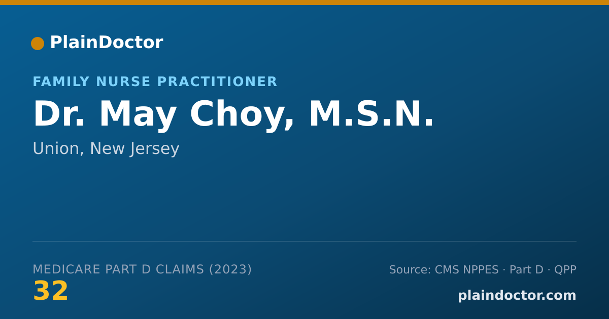 Shareable card for May Choy, M.S.N. - Family Nurse Practitioner, Union, NJ