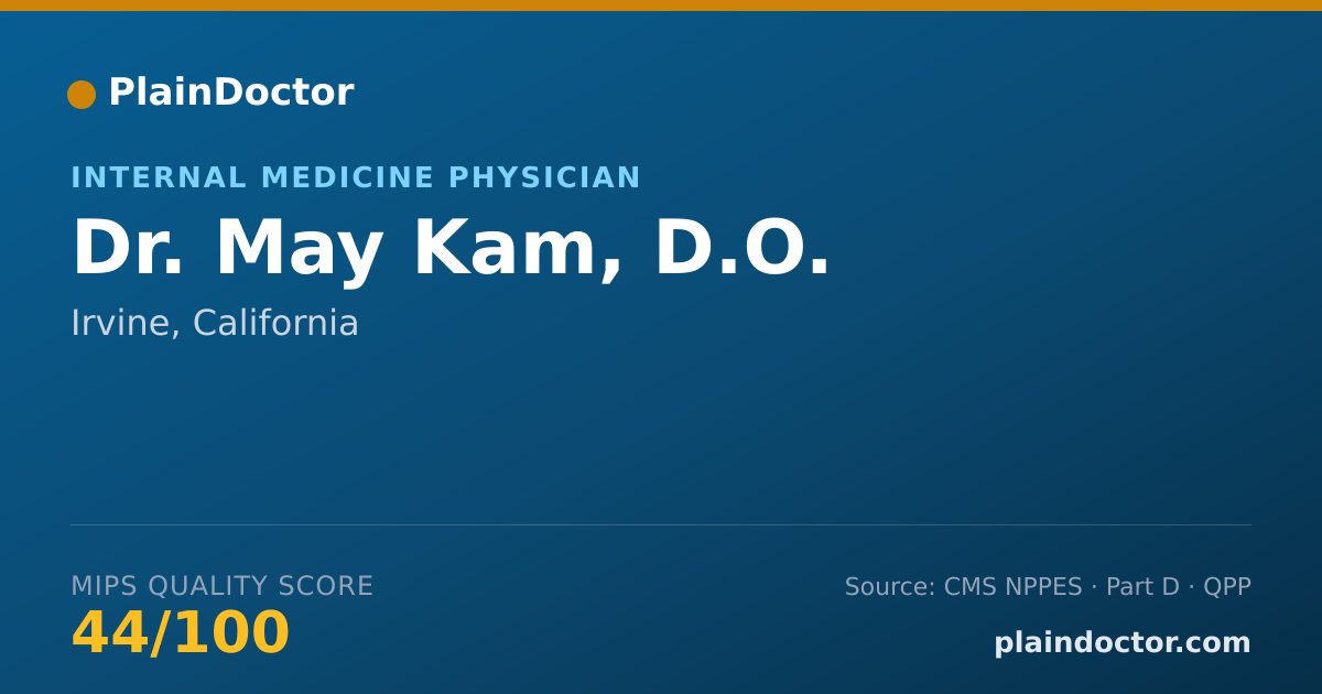 Shareable card for May Kam, D.O. - Internal Medicine Physician, Irvine, CA