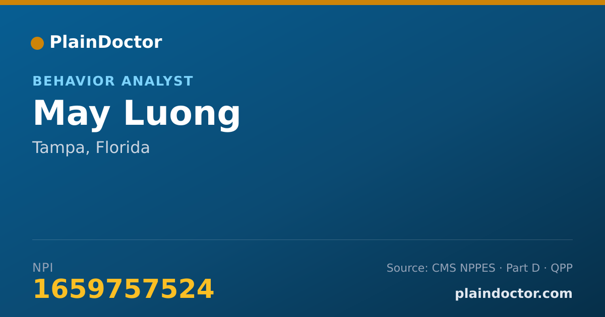 Shareable card for May Luong - Behavior Analyst, Tampa, FL