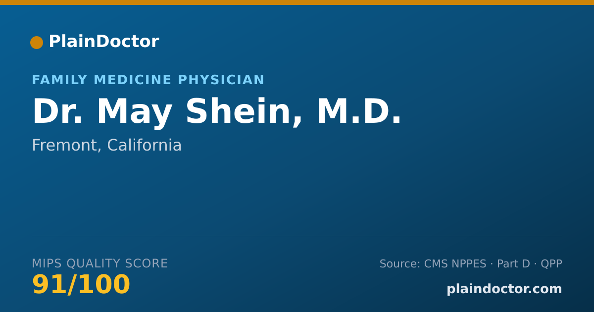 Shareable card for May Shein, M.D. - Family Medicine Physician, Fremont, CA
