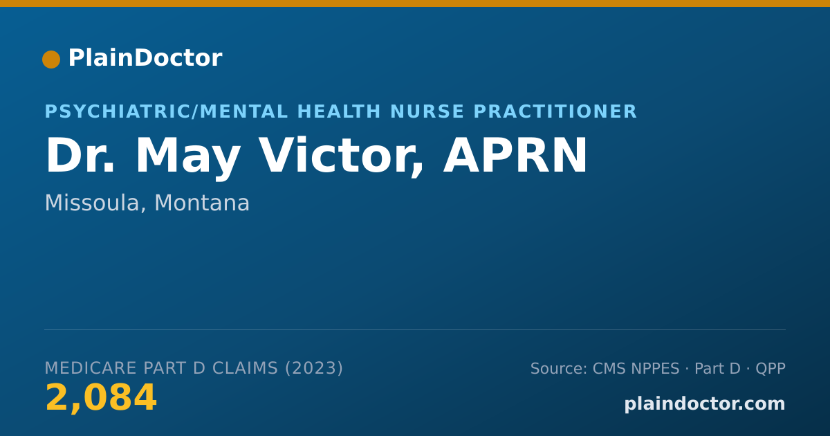 Shareable card for May Victor, APRN - Psychiatric/Mental Health Nurse Practitioner, Missoula, MT