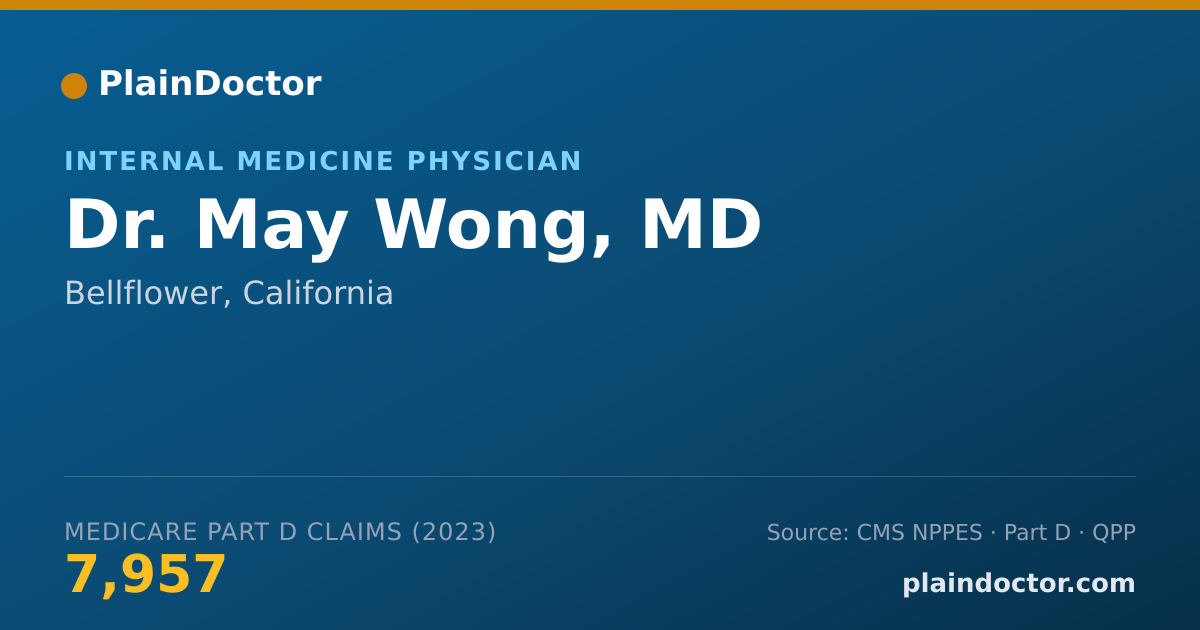 Shareable card for May Wong, MD - Internal Medicine Physician, Bellflower, CA