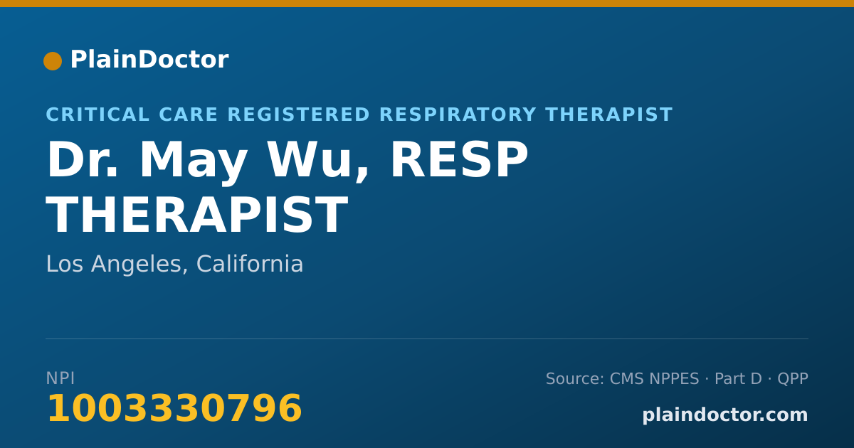 Shareable card for May Wu, RESP THERAPIST - Critical Care Registered Respiratory Therapist, Los Angeles, CA