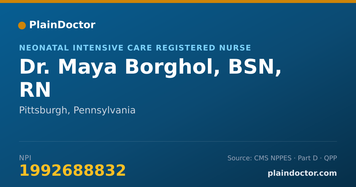 Shareable card for Maya Borghol, BSN, RN - Neonatal Intensive Care Registered Nurse, Pittsburgh, PA