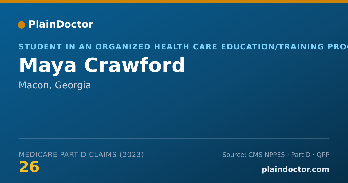 Shareable card for Maya Crawford - Student in an Organized Health Care Education/Training Program, Macon, GA