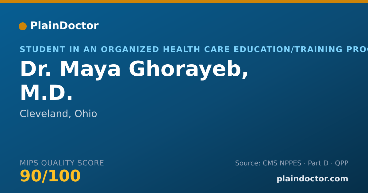 Shareable card for Maya Ghorayeb, M.D. - Student in an Organized Health Care Education/Training Program, Cleveland, OH
