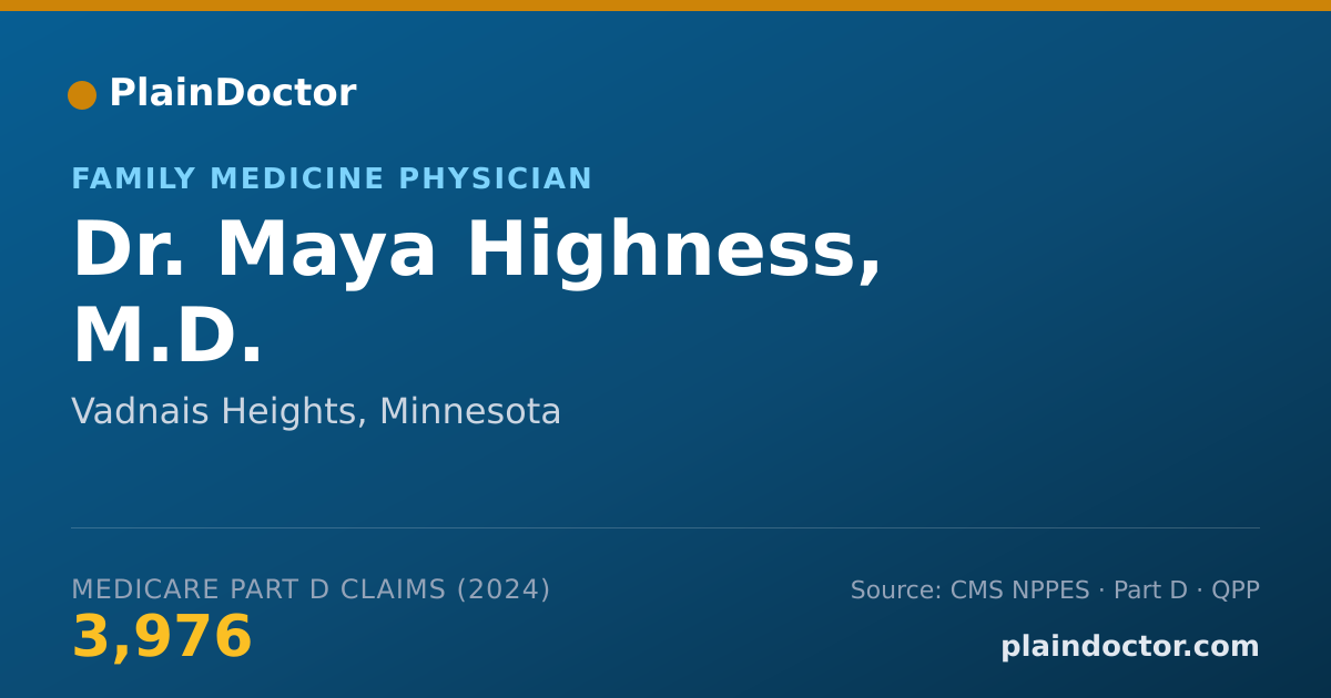 Shareable card for Maya Highness, M.D. - Family Medicine Physician, Vadnais Heights, MN