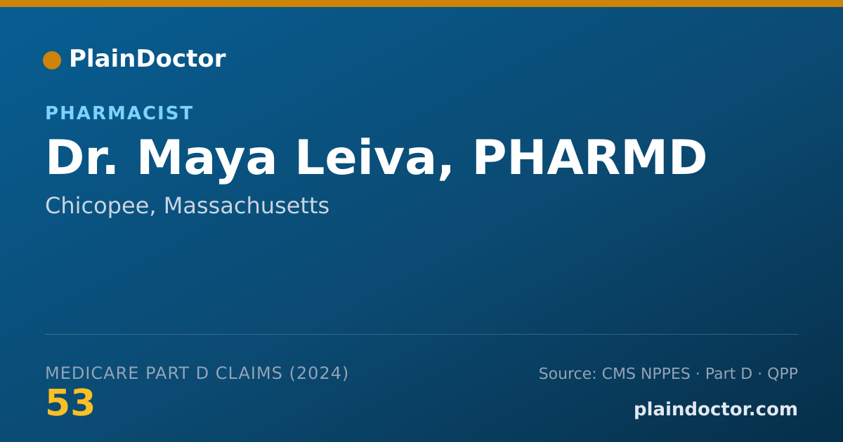 Shareable card for Maya Leiva, PHARMD - Pharmacist, Chicopee, MA